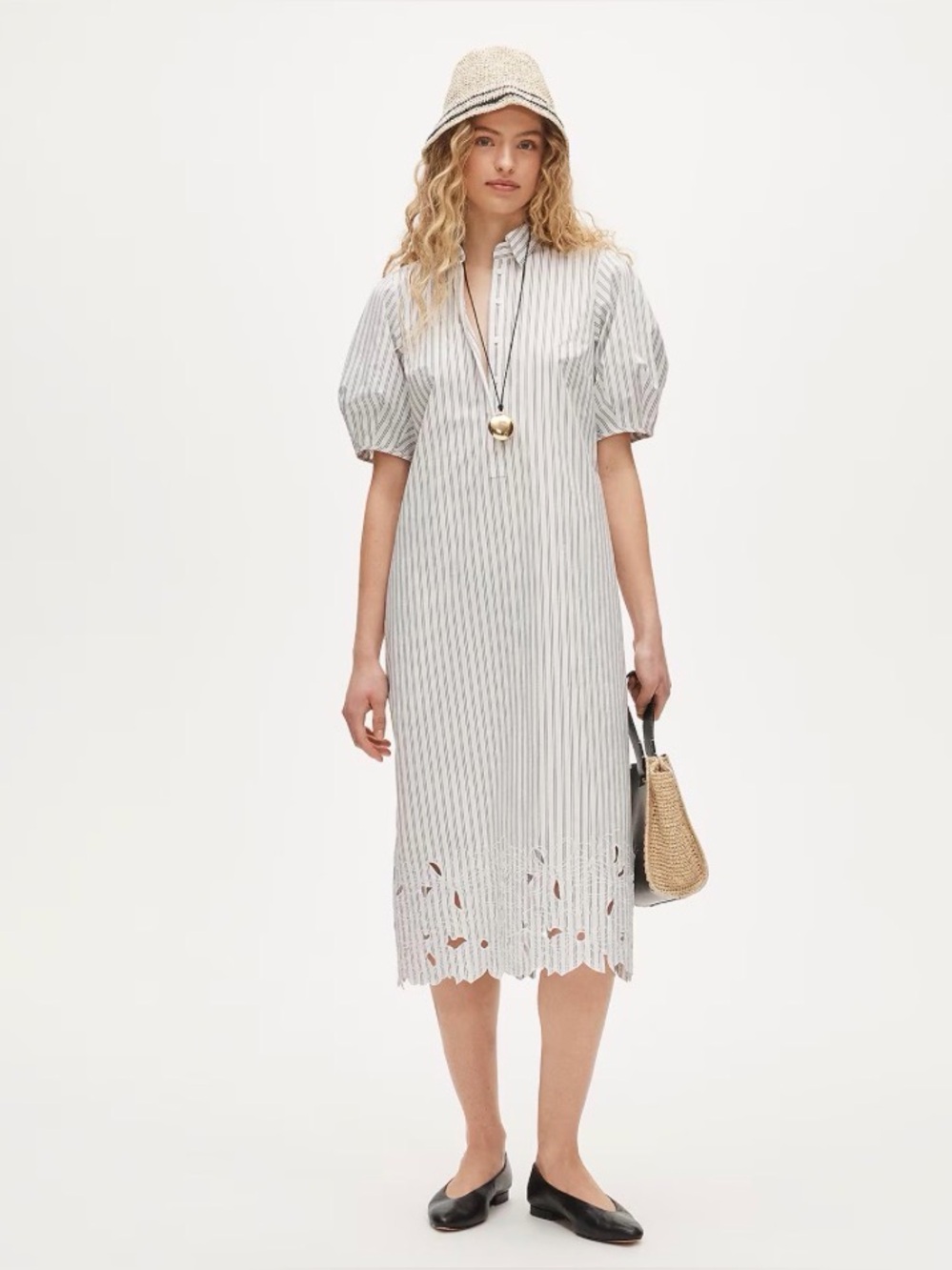 J.Crew Embroidered Shirt Dress Striped Cotton Poplin Ivory Blue Size 2